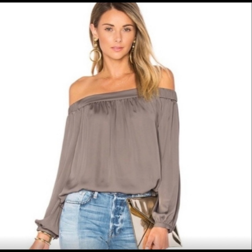 L'Academie Romantic Slate Off The Shoulder Top